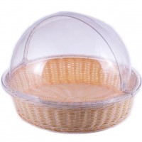 Eco-Friendly Display Plastic Food Grade Plastic Round Rattan Bread Basket With Lid