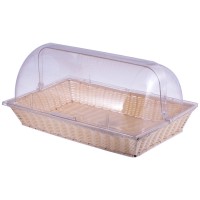 Wholesale Eco-Friendly Plastic Food Grade Plastic Rattan Bread Basket With Lid