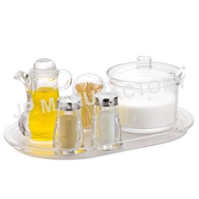 Hot sell canteen serve spice jar/Oil bottle set with acrylic holder