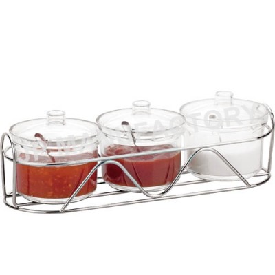 Plastic small condiment container set with spoon