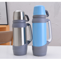 Outdoor camping hiking 1200ml eco friendly bpa free double wall insulated stainless steel 1l water bottle with 2 cups